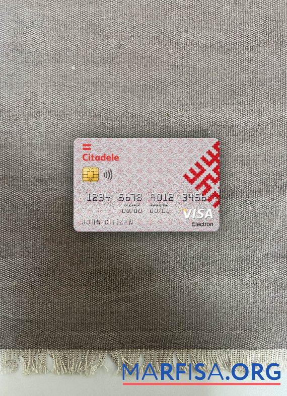 Printable Latvia Citadele bank visa electron card photolook front sample